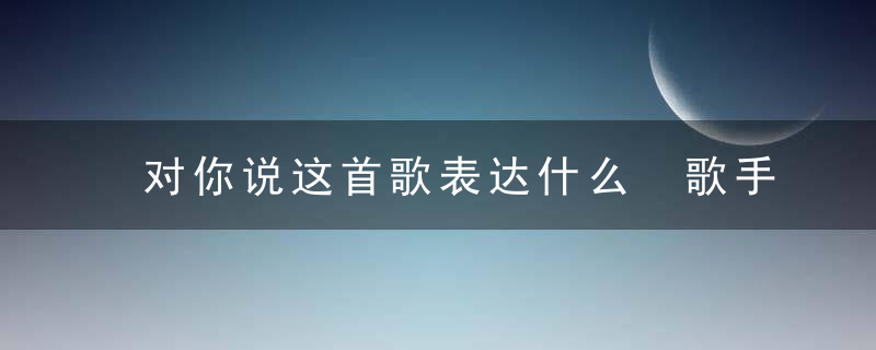 对你说这首歌表达什么 歌手王筝简介